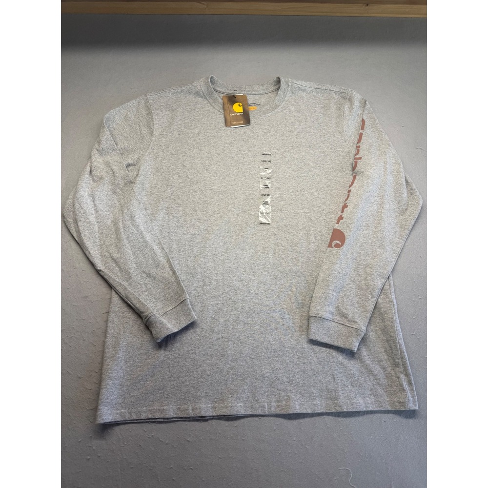 NWT Carhartt T-Shirt Women's  L Gray Graphic Logo Sleeve Original Fit